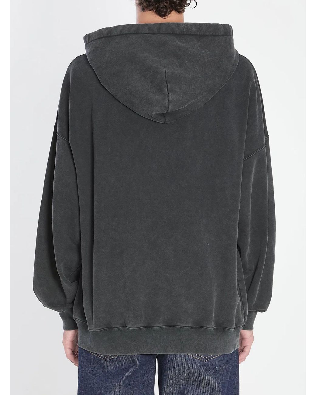 Gucci Gray Vintage Logo Drawstring Hoodie for men