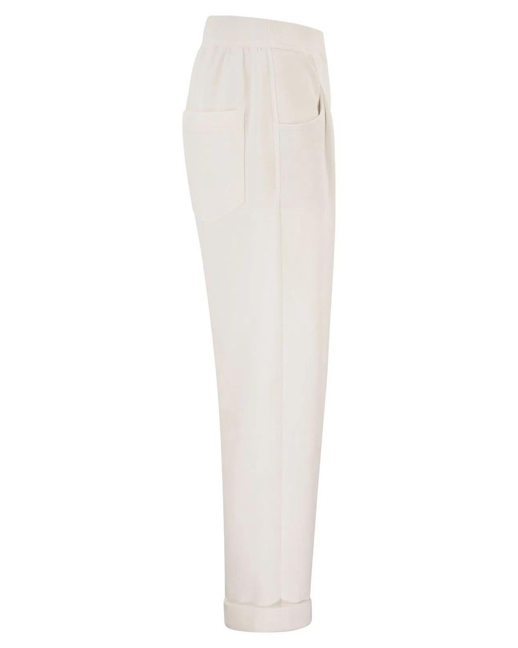 Brunello Cucinelli White Stretch Cotton Gabardine Jogging Trousers