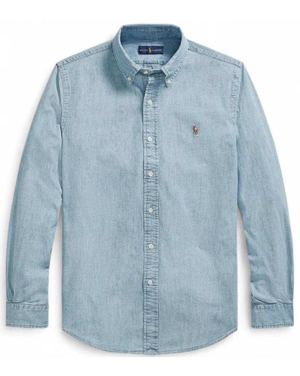 Ralph Lauren Blue Light Button Fastening Shirt for men