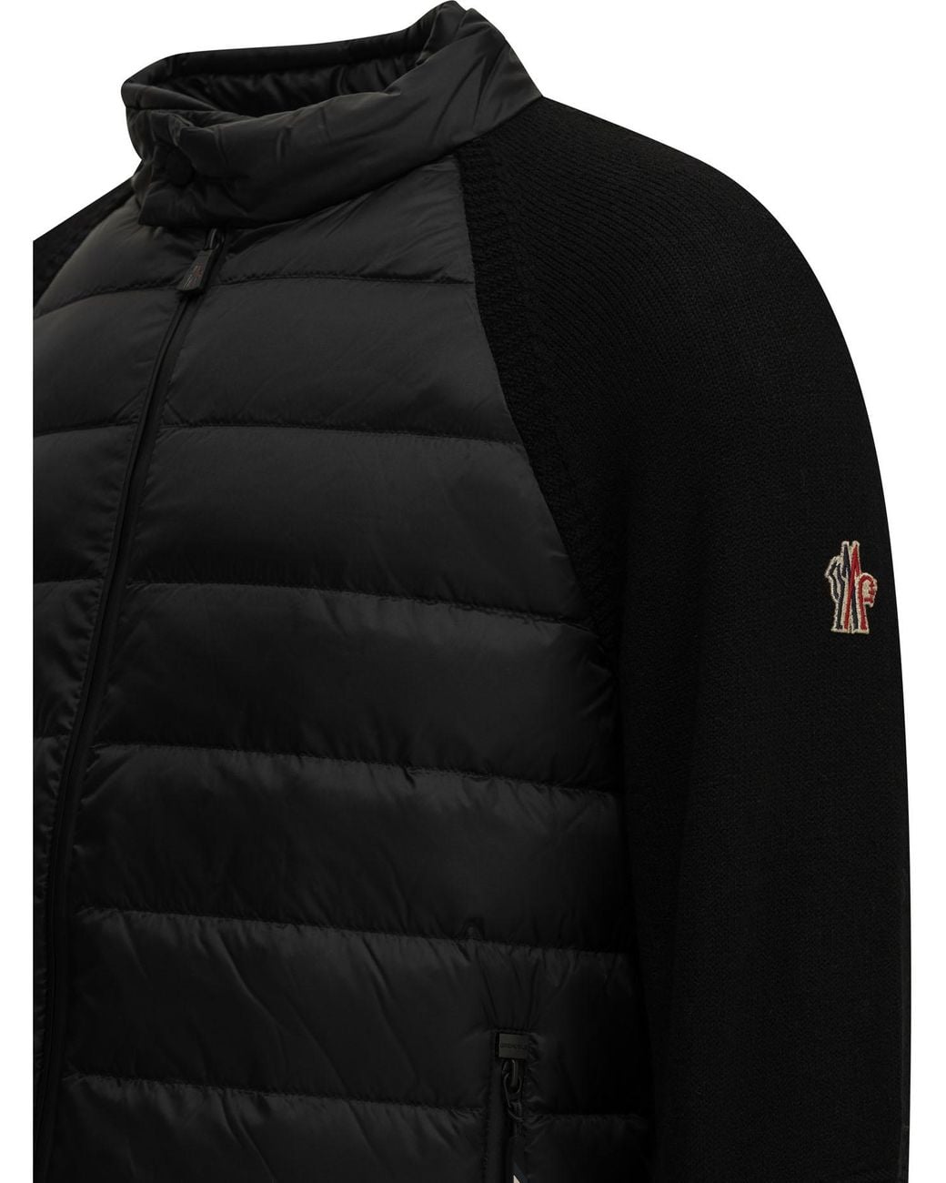 Moncler Black Padded Wool Cardigan for men