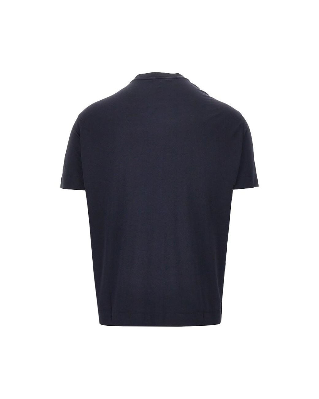 Emporio Armani Blue Stretch Jersey T-Shirt With Eagle Embroidery for men