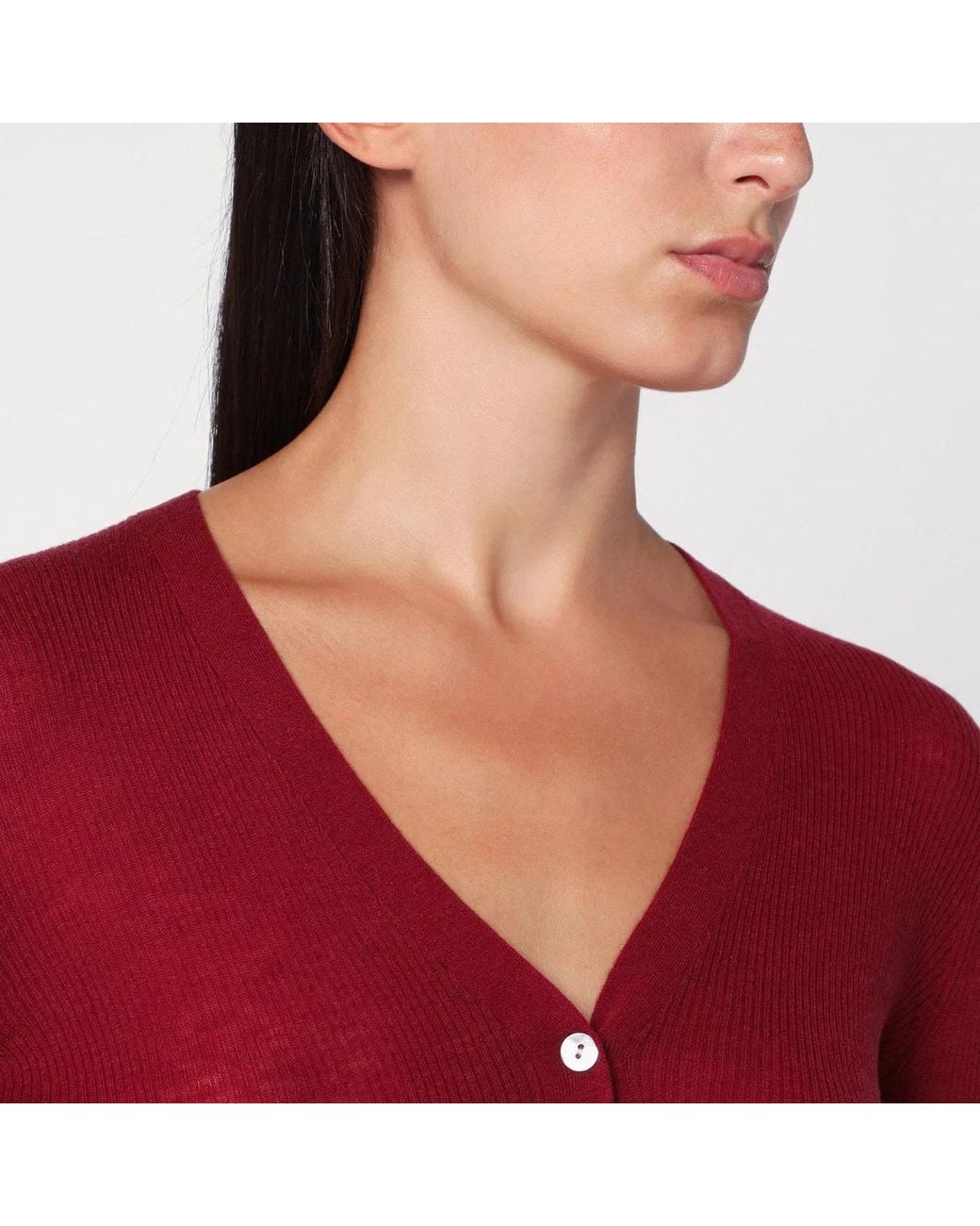 6397 Red Bordeaux Semi-Sheer Knit Cardigan
