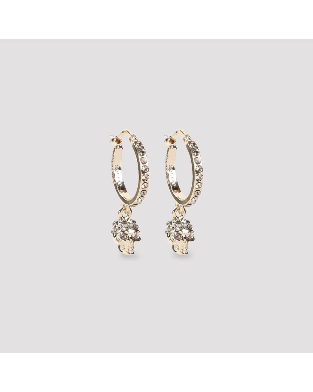 McQueen Metallic Tone Crystal Skull Earrings