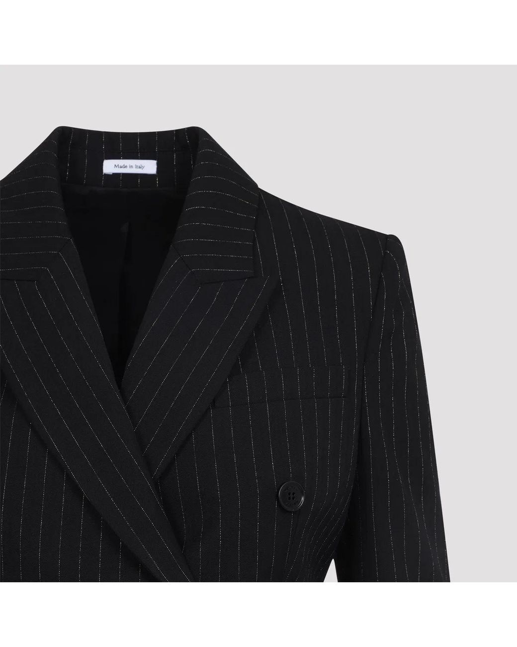 McQueen Black Pinstripe Lurex Wool Jacket