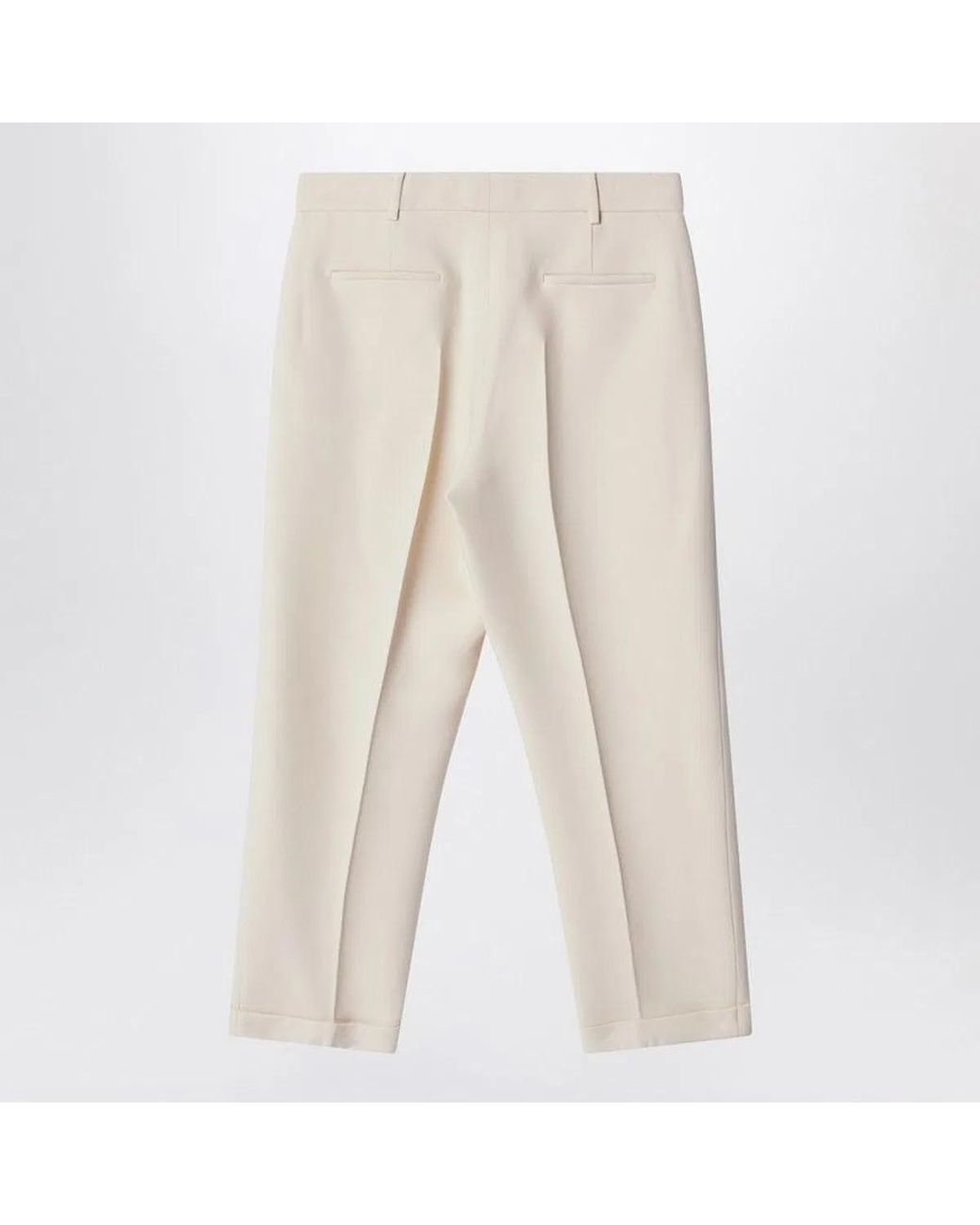 Fendi Natural Cream Wool And Silk Trousers
