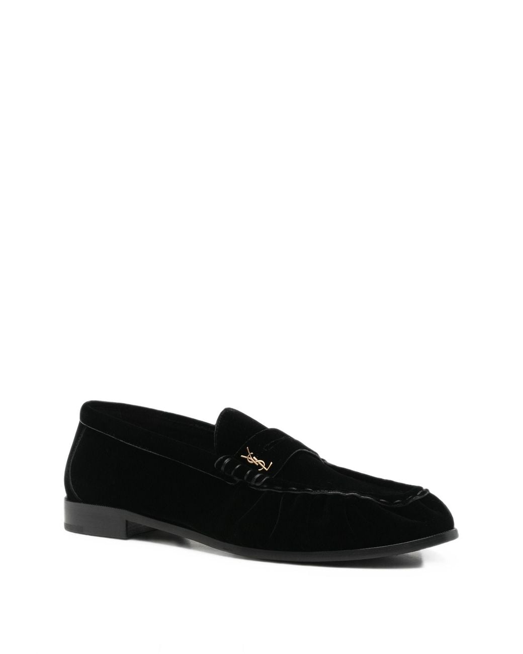 Saint Laurent Black Flat Moccasin Shoes for men