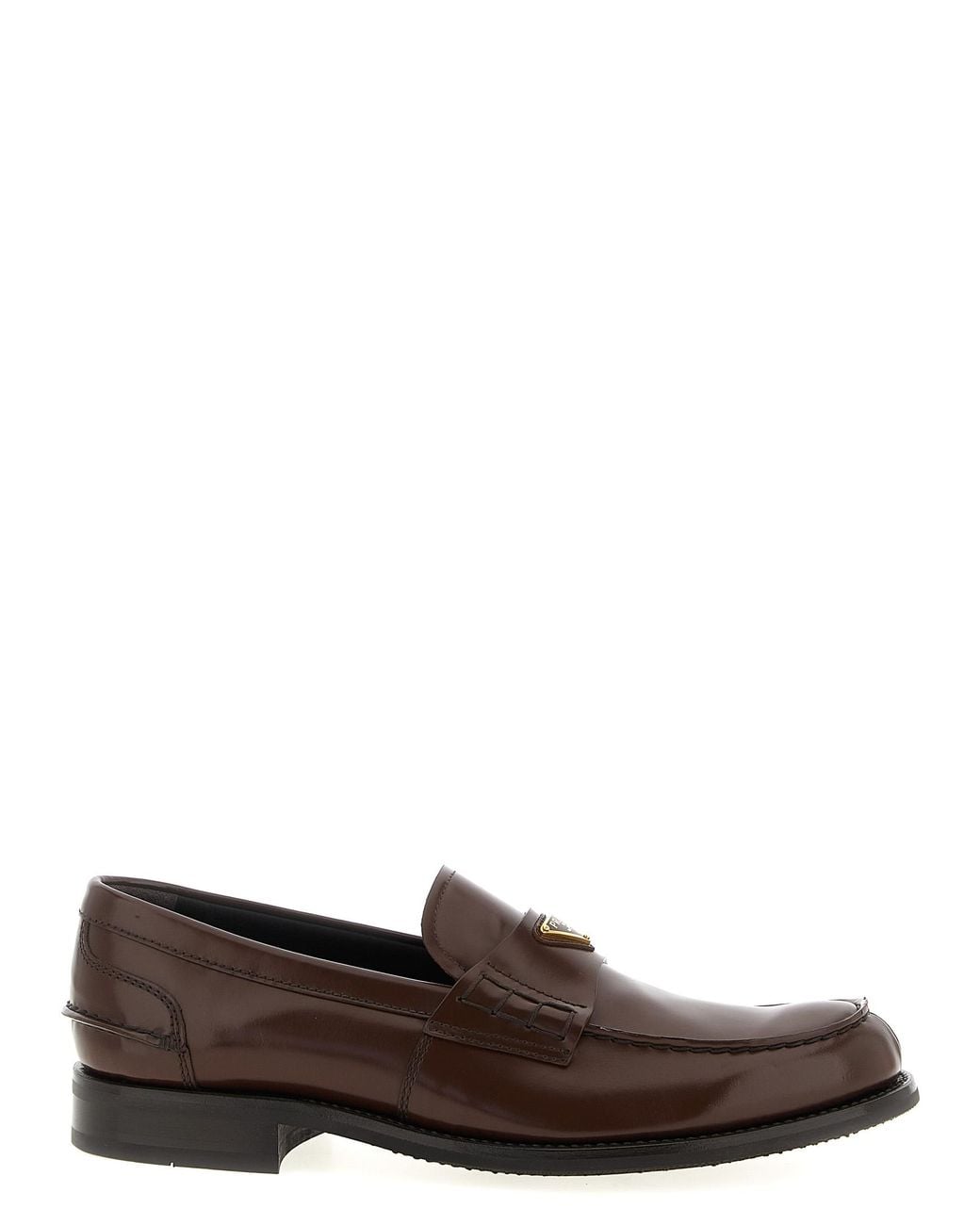Prada Brown Logo Loafers for men