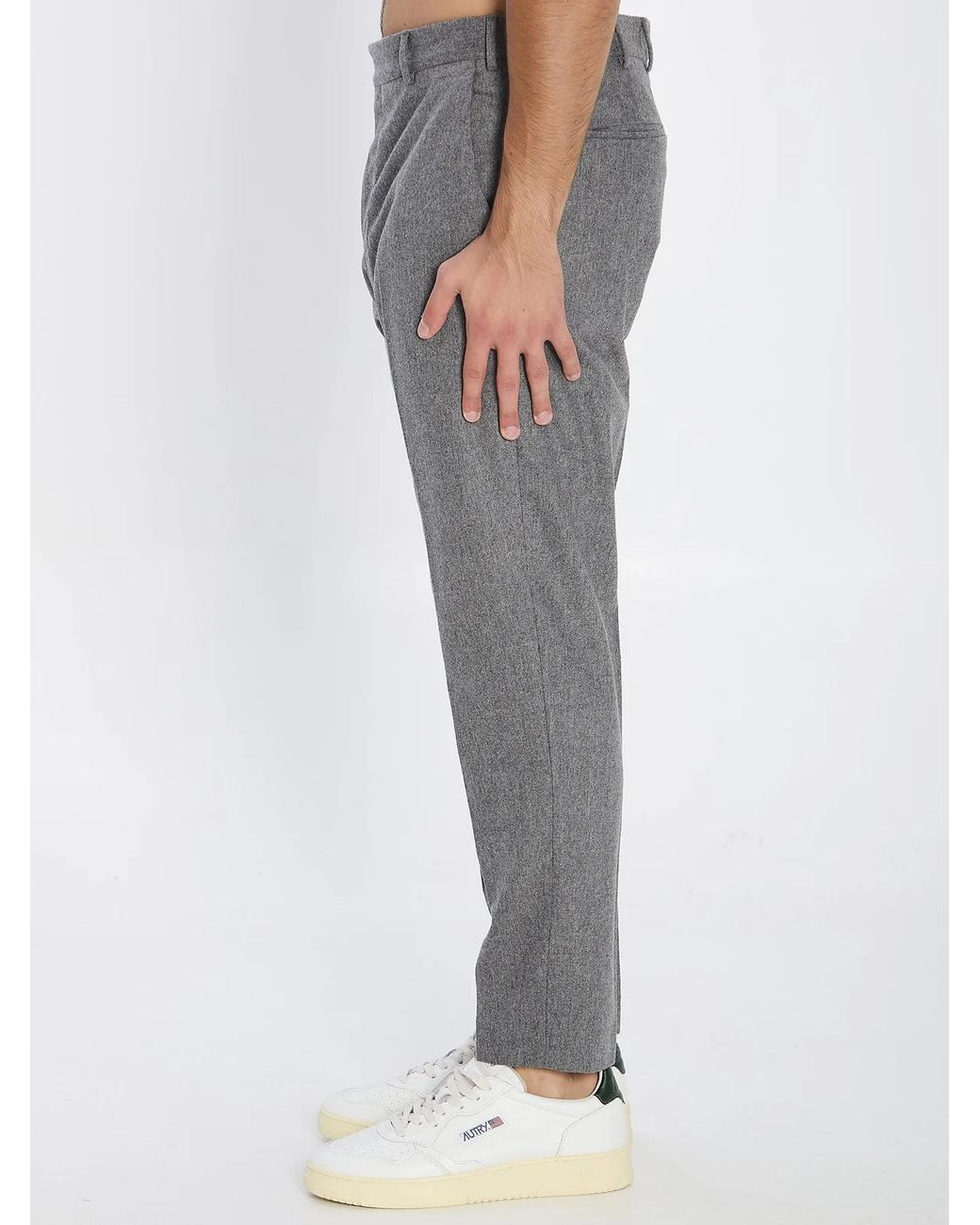 PT Torino Gray Flannel Trousers for men