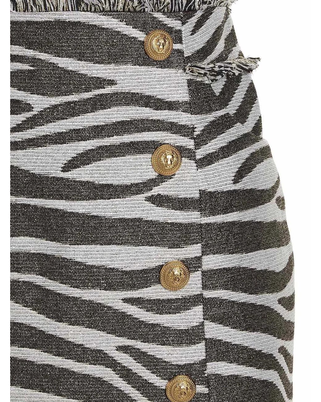 Balmain Black 'Lurex Zebra' Skirt