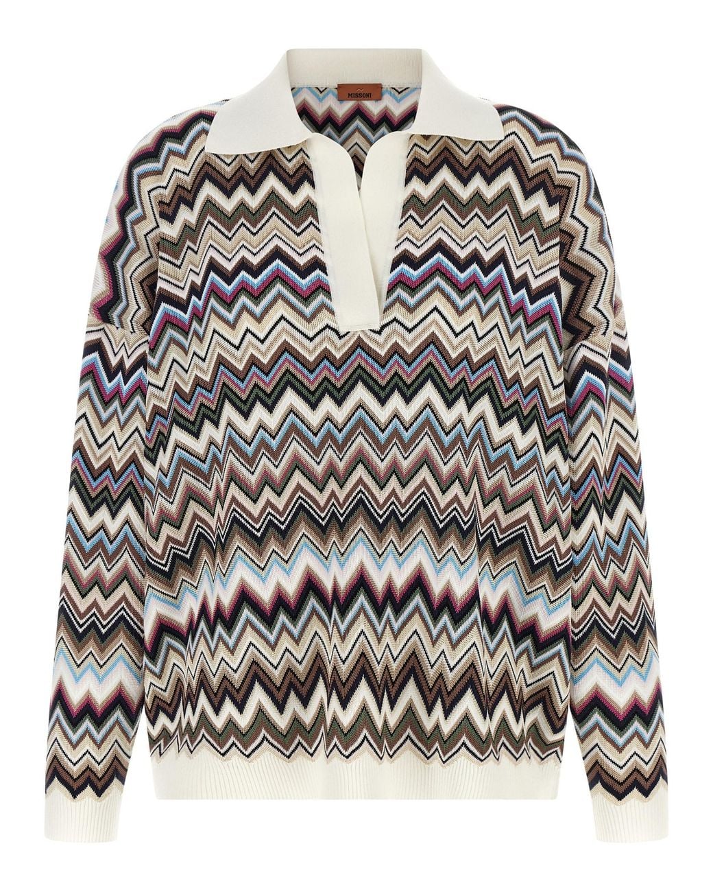 Missoni Gray Zigzag Polo Shirt