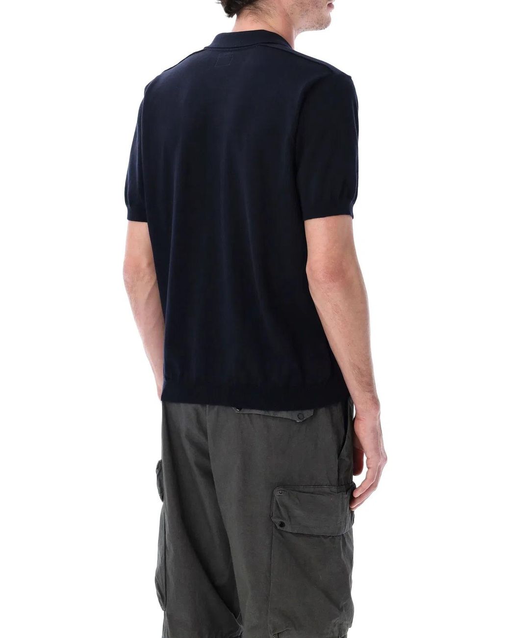 C P Company Black C.P.Company Short Sleeve Polo Sweater for men