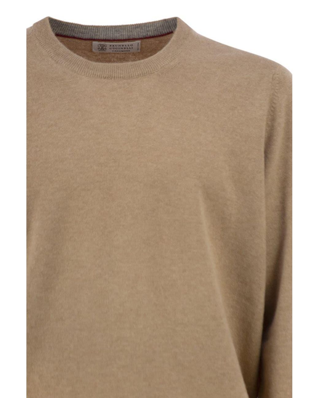 Brunello Cucinelli Natural Pure Cashmere Crew-Neck Sweater
