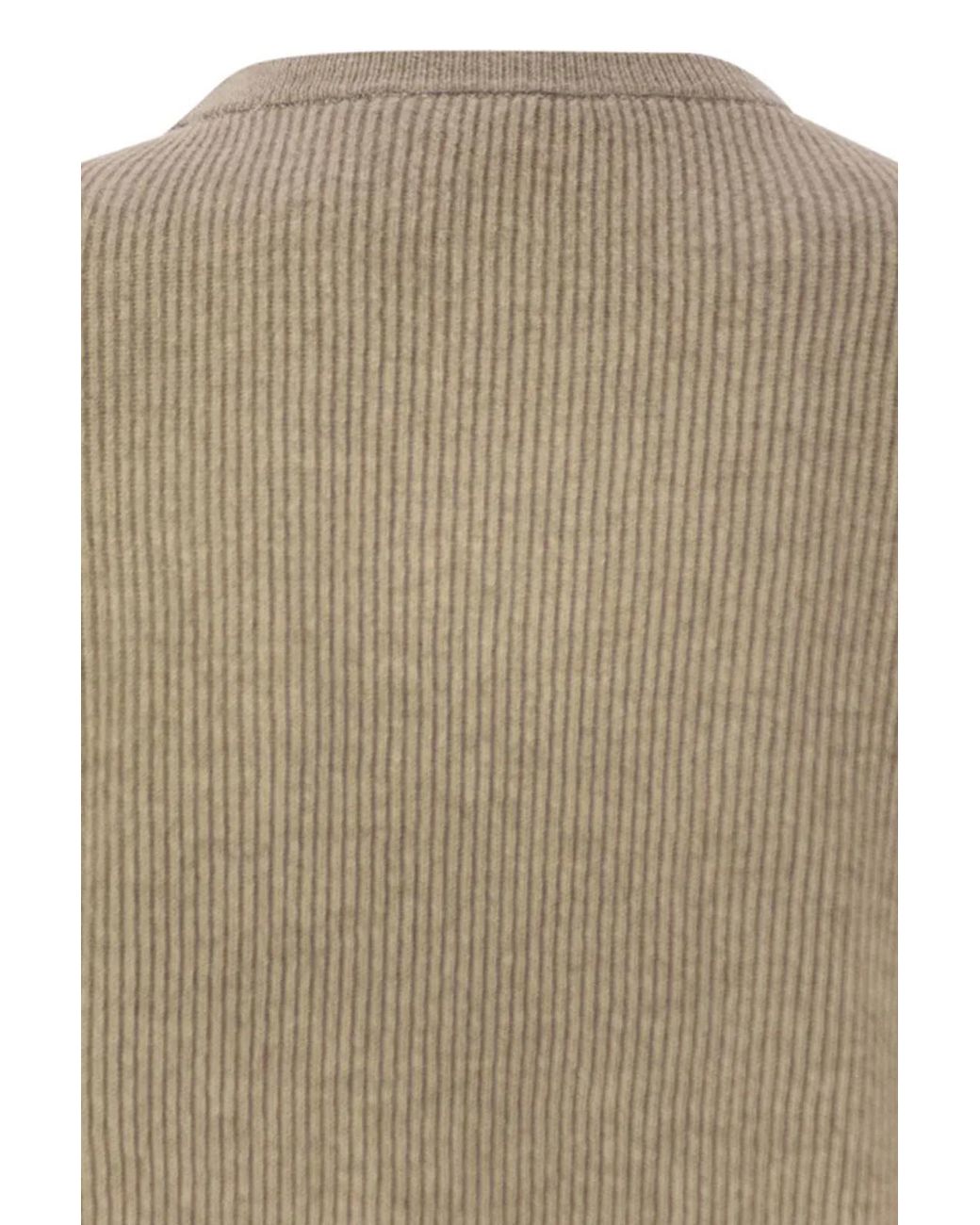Brunello Cucinelli Natural English Rib Cashmere Sweater With Monile