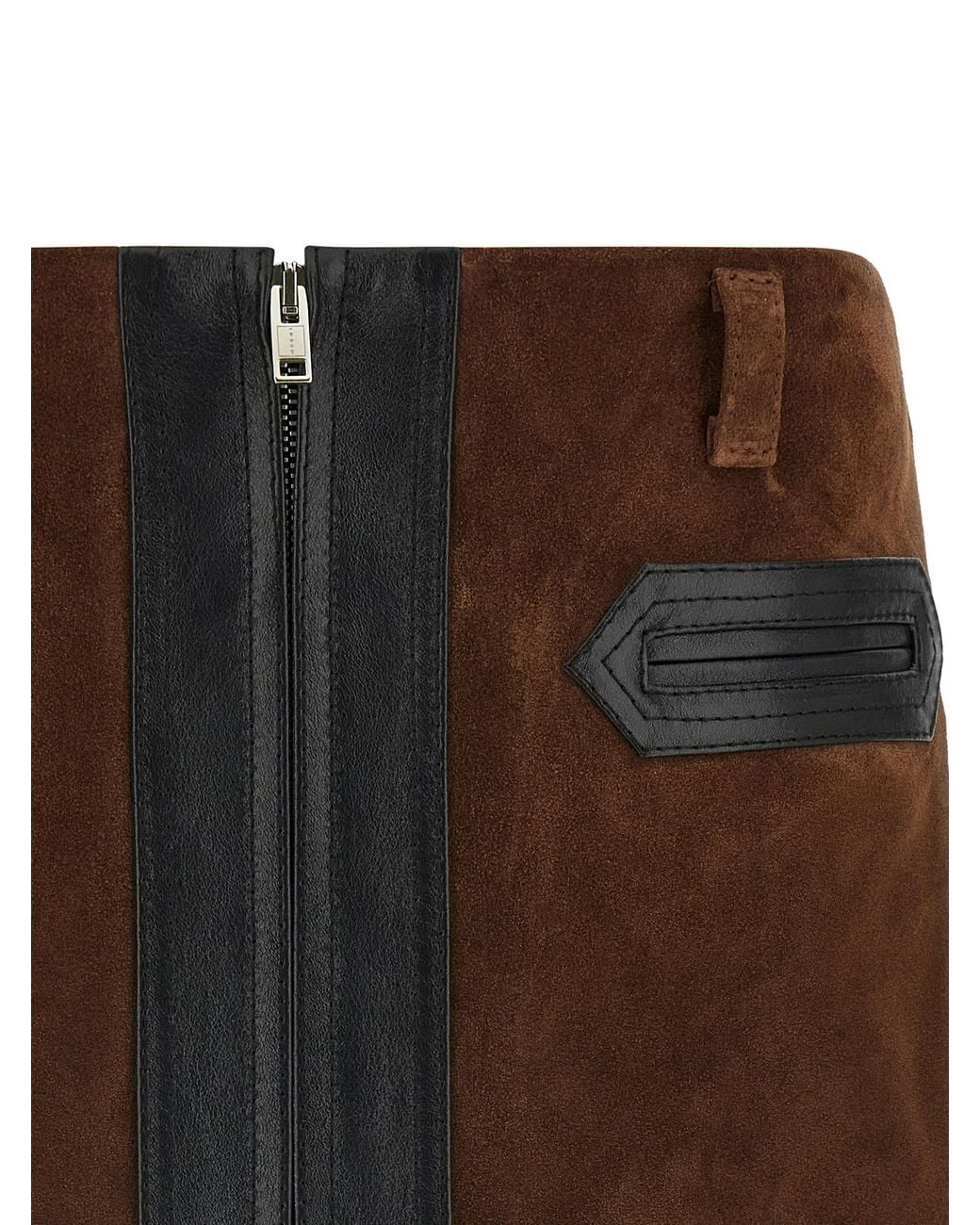 Marni Brown Leather Skirt