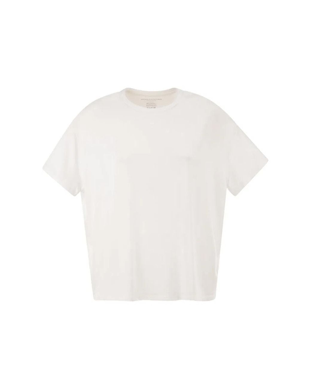 Majestic White Stretch Viscose T-Shirt With Round Neckline
