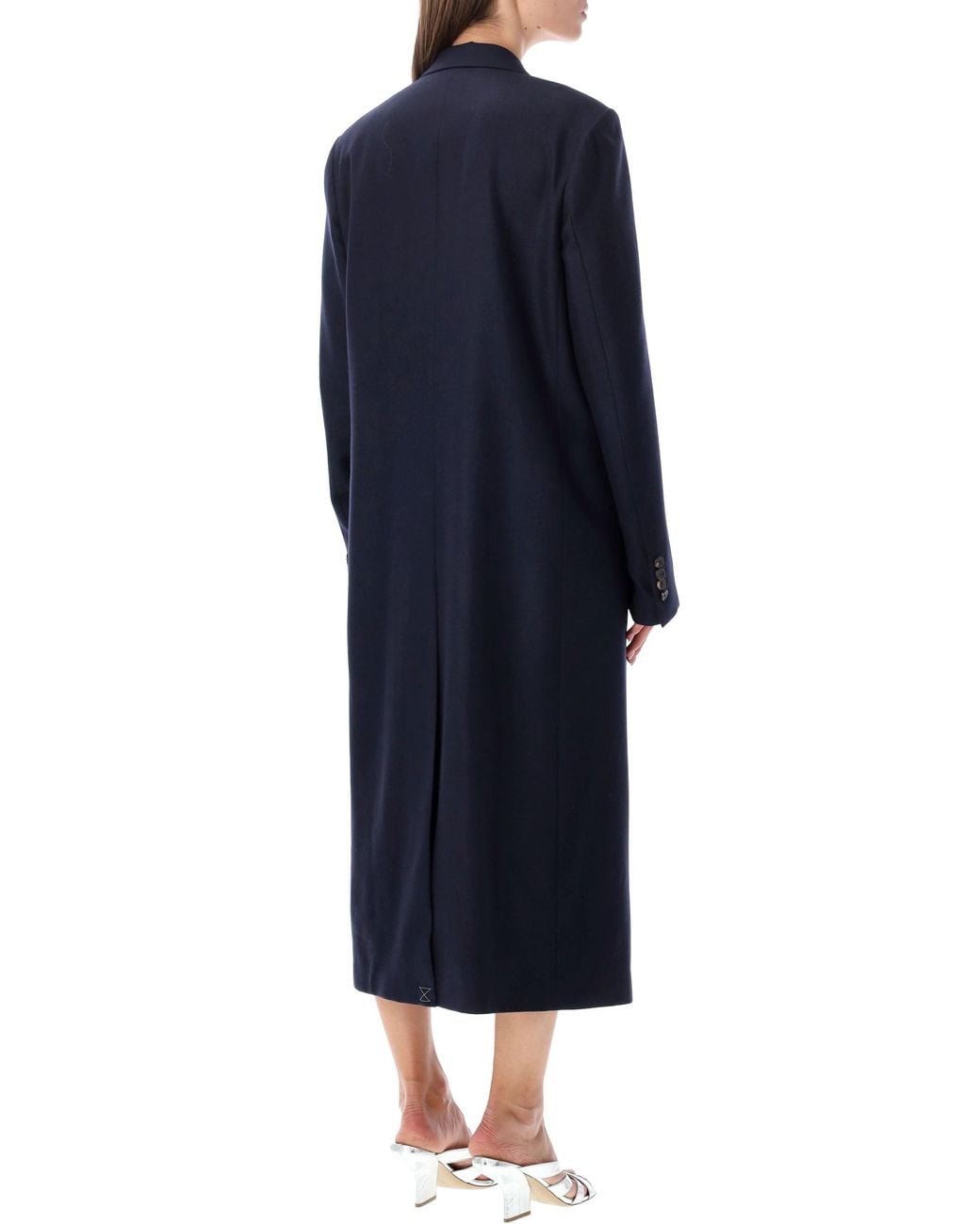 Dries Van Noten Blue Double-Breasted Wool Coat