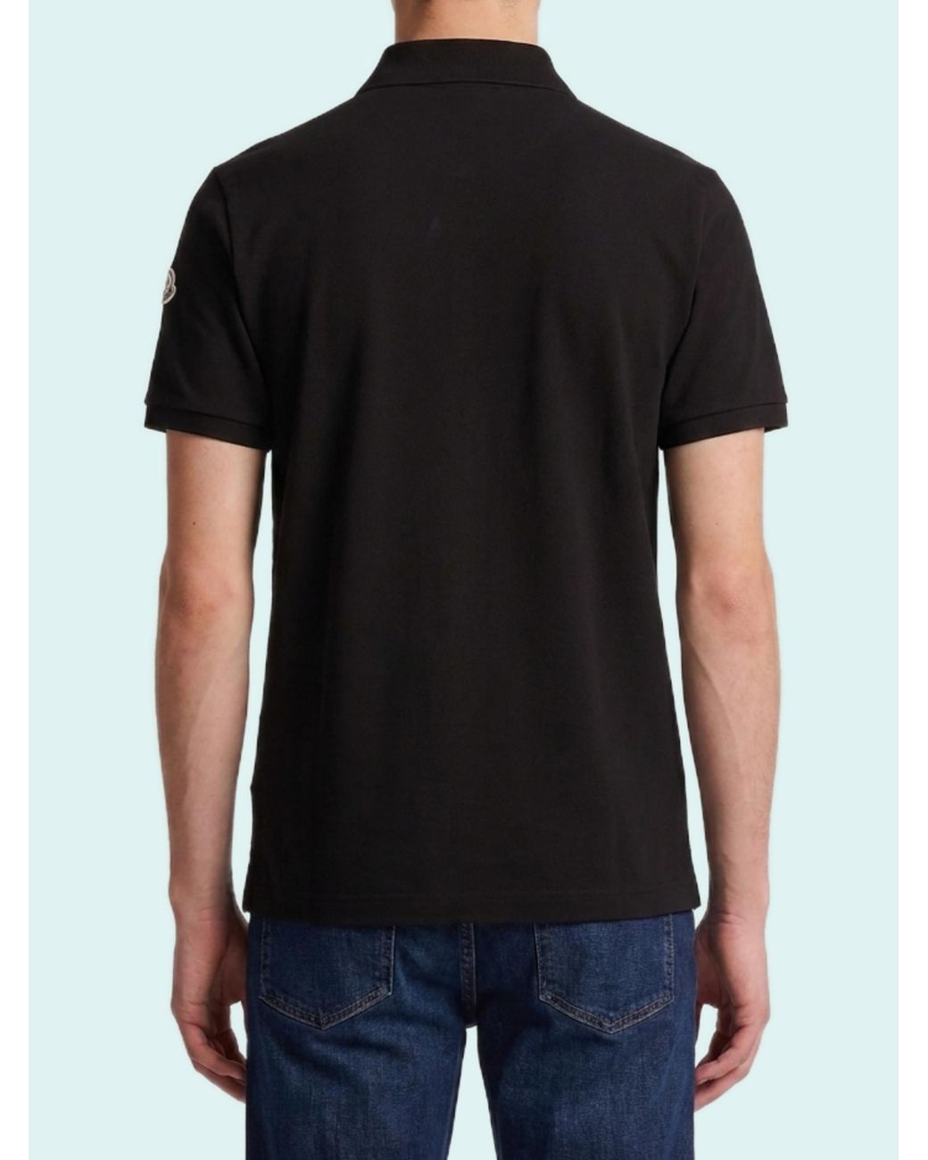 Moncler Black Logo Cotton Polo Shirt for men