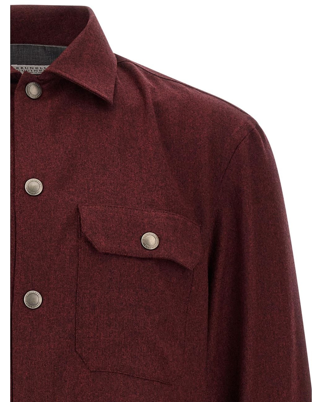 Brunello Cucinelli Red Flannel Overshirt for men