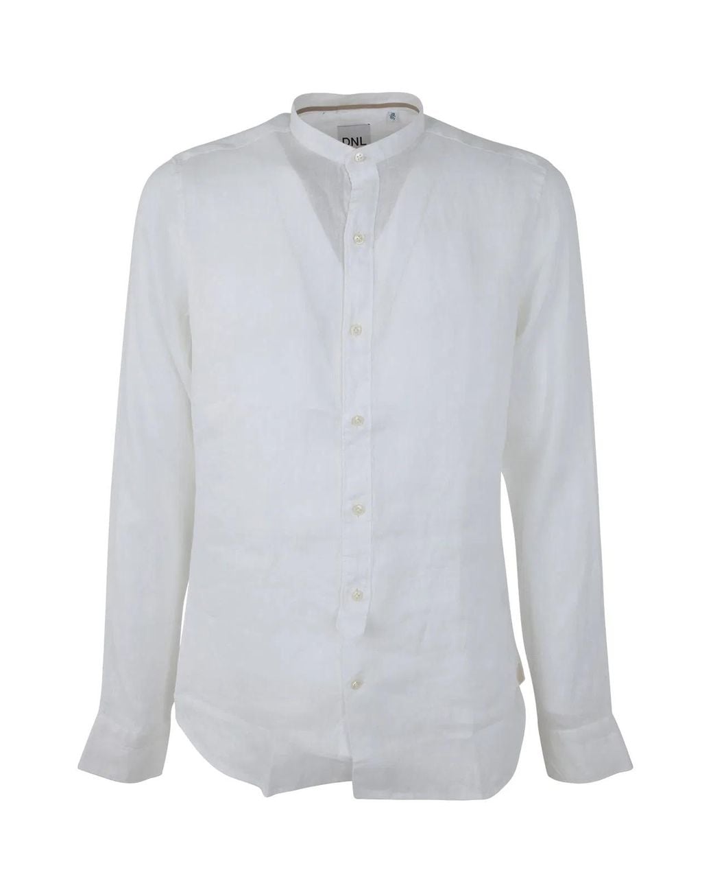 Dnl White Korean Neck Shirt for men