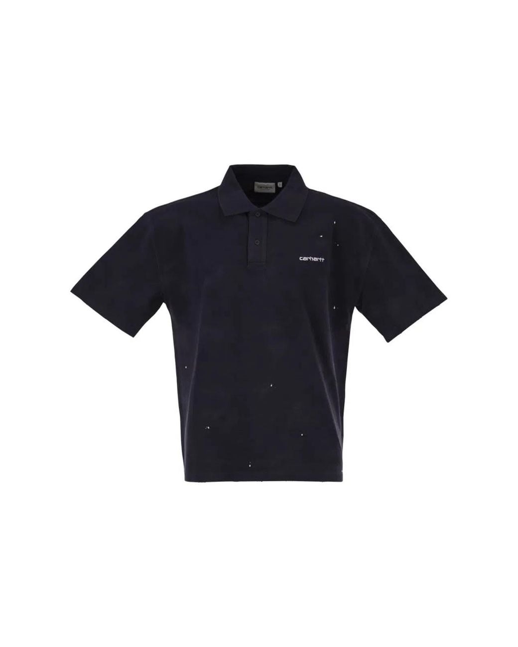 Carhartt Blue Cotton Polo Shirt With Paint Splatter Details