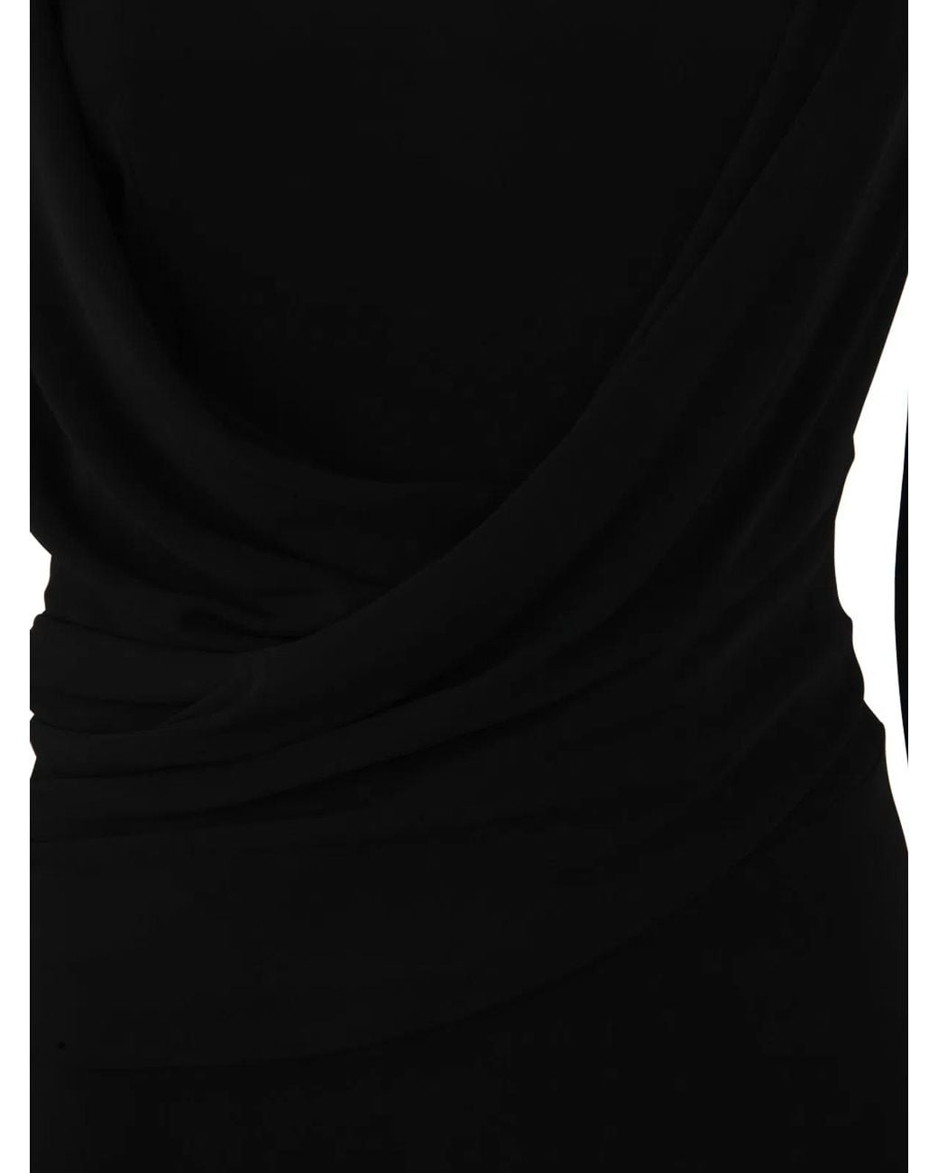 Alberta Ferretti Black Long Sleeves V Neck Midi Dress