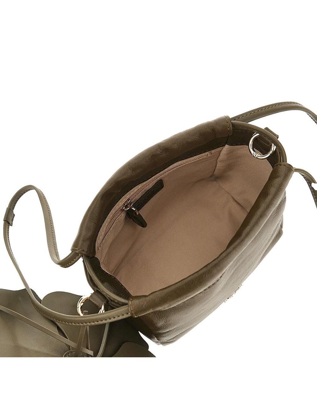 Pinko Green Nappa Leather Bucket Bag With Flower