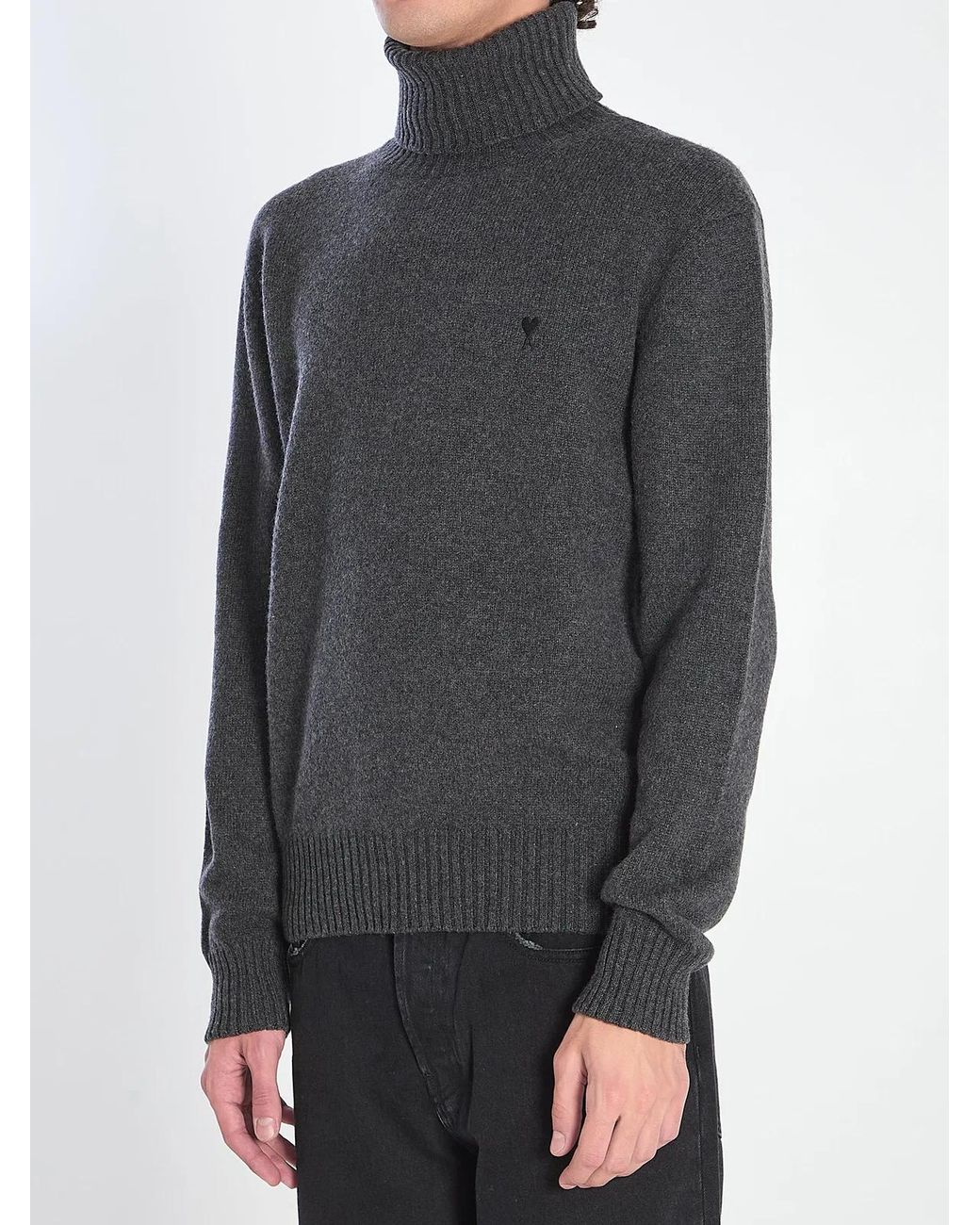 AMI Gray Ami De Coeur Turtleneck Sweater for men