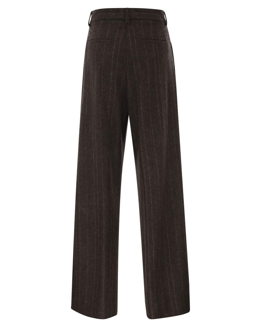Antonelli Black Wide-Leg Pinstripe Trousers