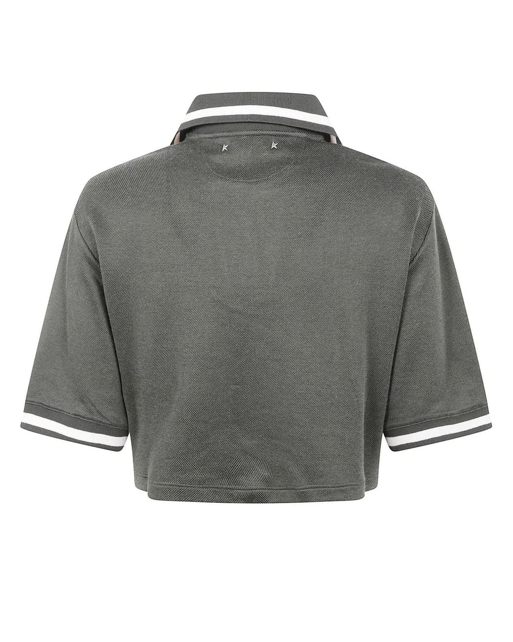 Golden Goose Deluxe Brand Gray Cotton Cropped Polo Shirt