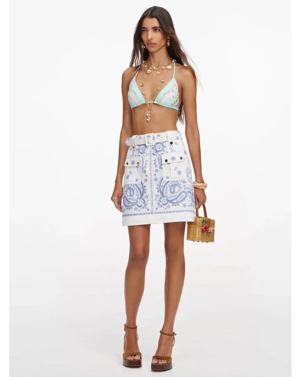 Self-Portrait White Embroidered Mini Skirt