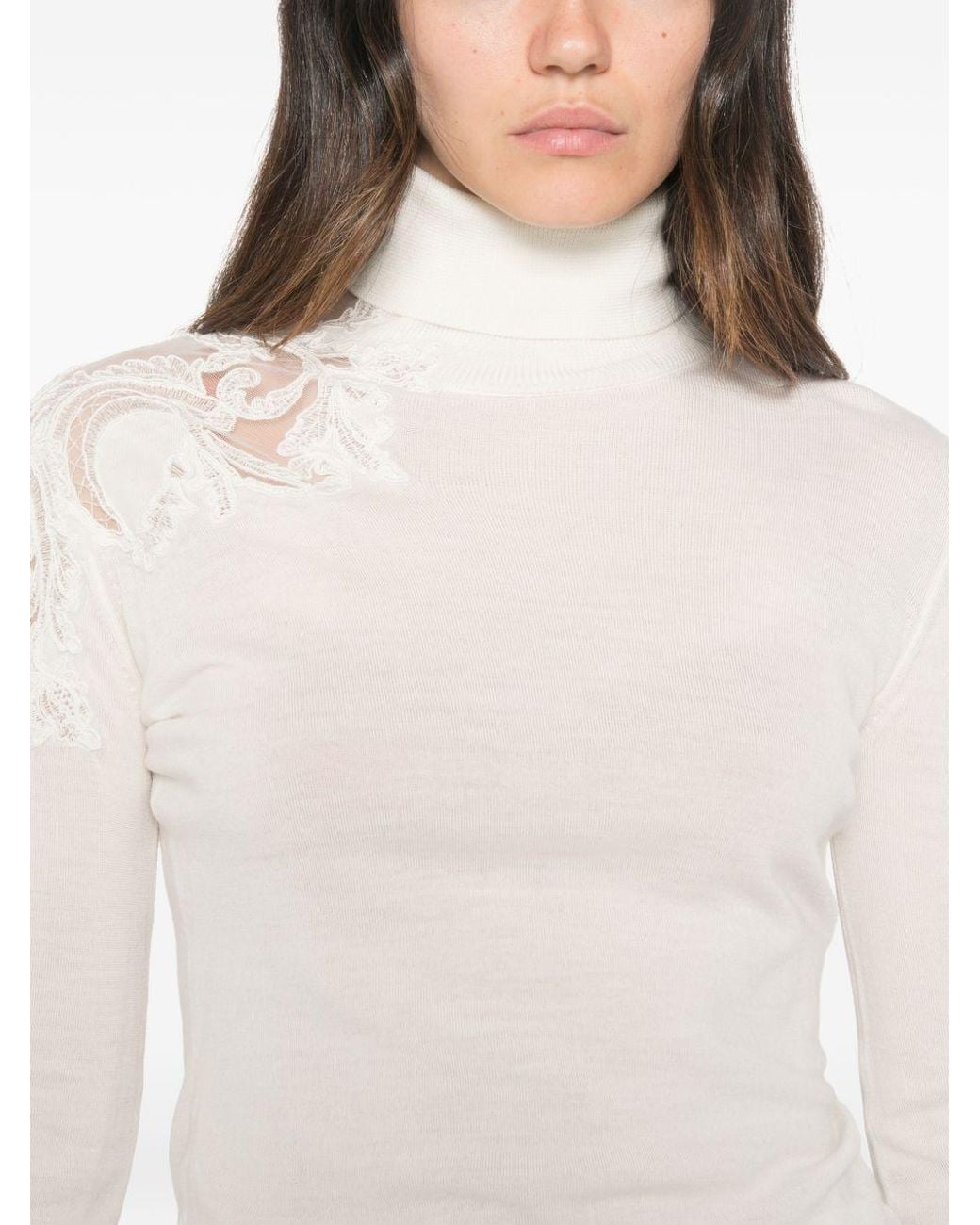 Ermanno Scervino White Wool Turtle-Neck Sweater