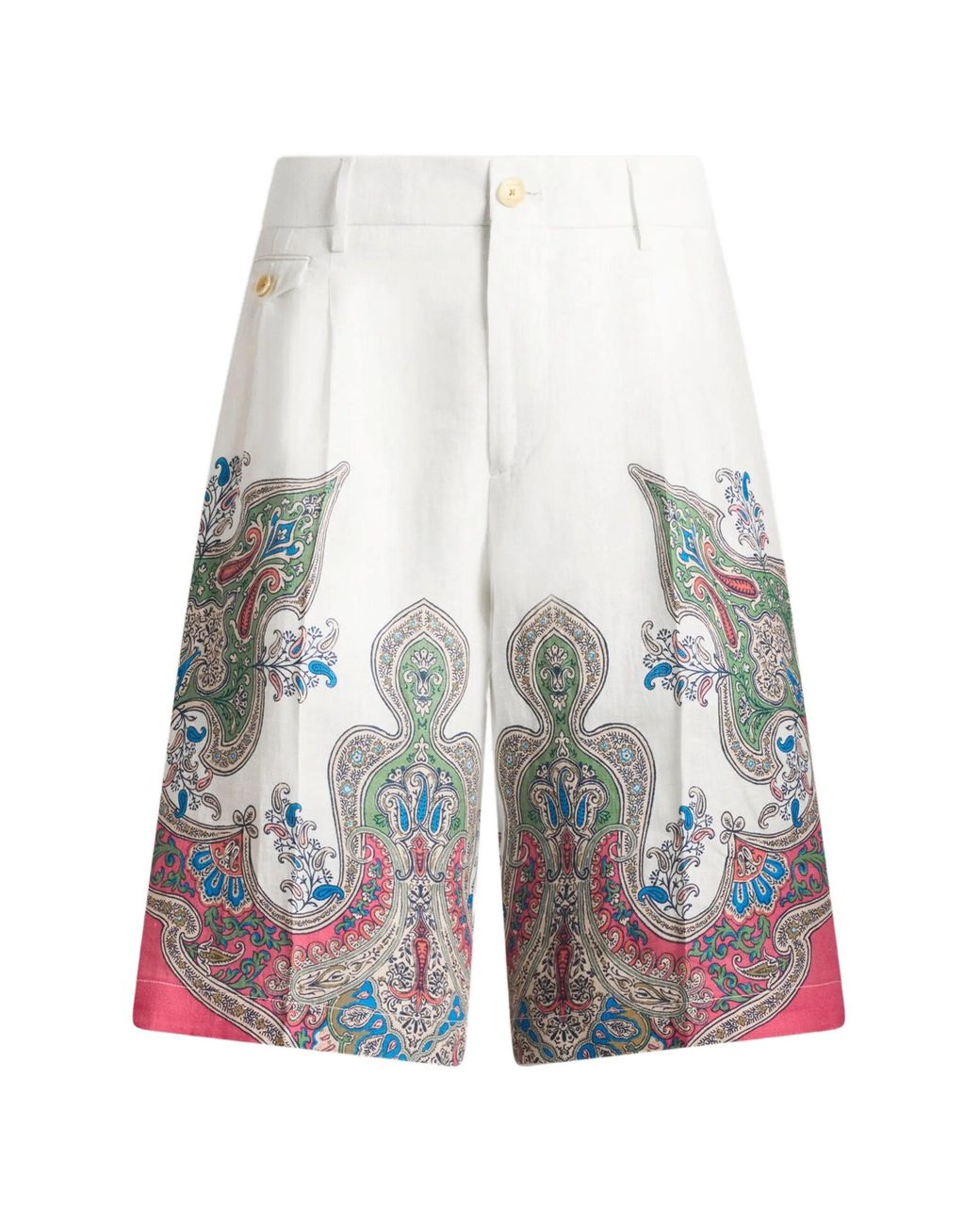 Etro White Linen Cotton Shorts