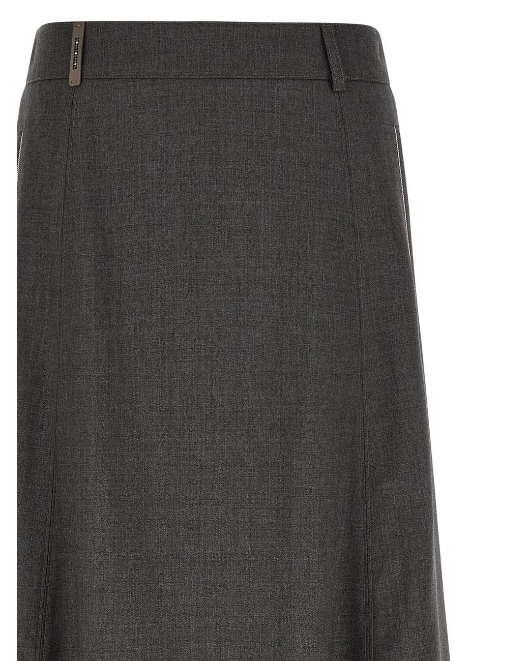 Peserico Gray Flared Skirt With Loops