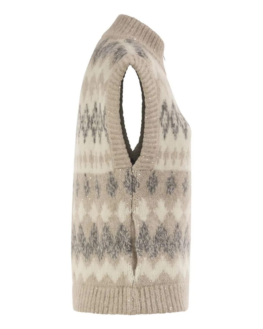 Peserico Natural Jacquard Knitted Gilet
