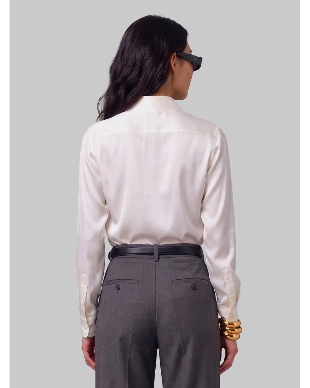 SUTTON NEW YORK Gray Stretch Silk Shirt