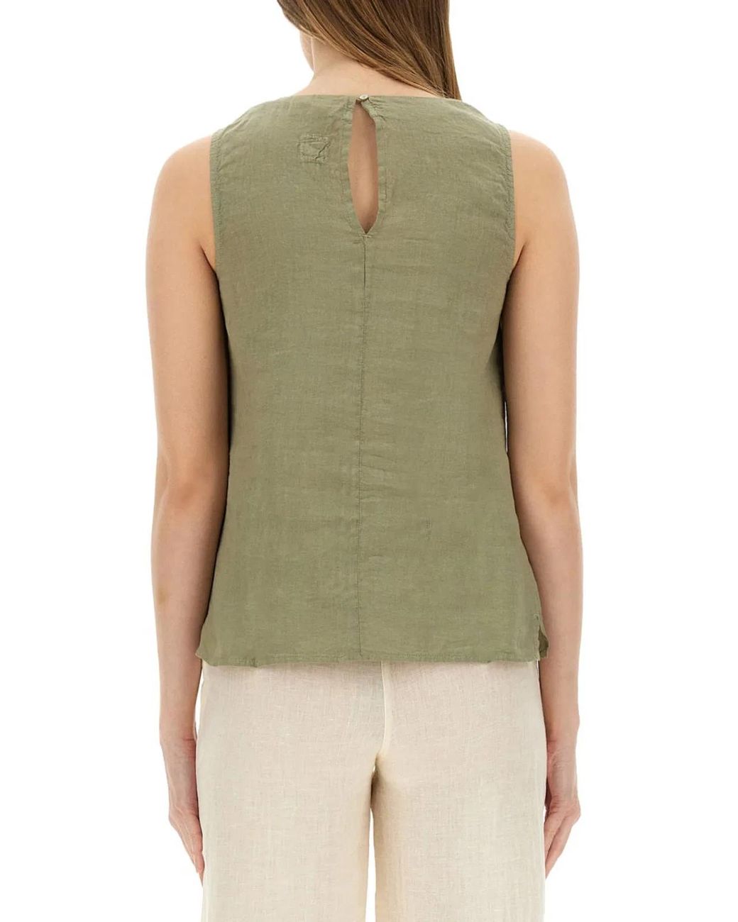 120% Lino Green Linen Top