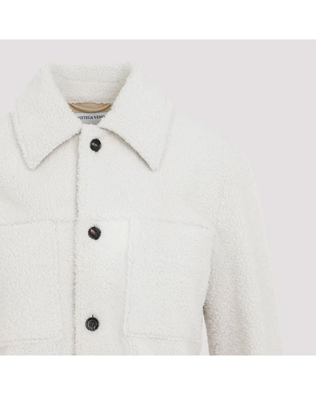 Bottega Veneta White Chalk Shearling Oversize Shirt