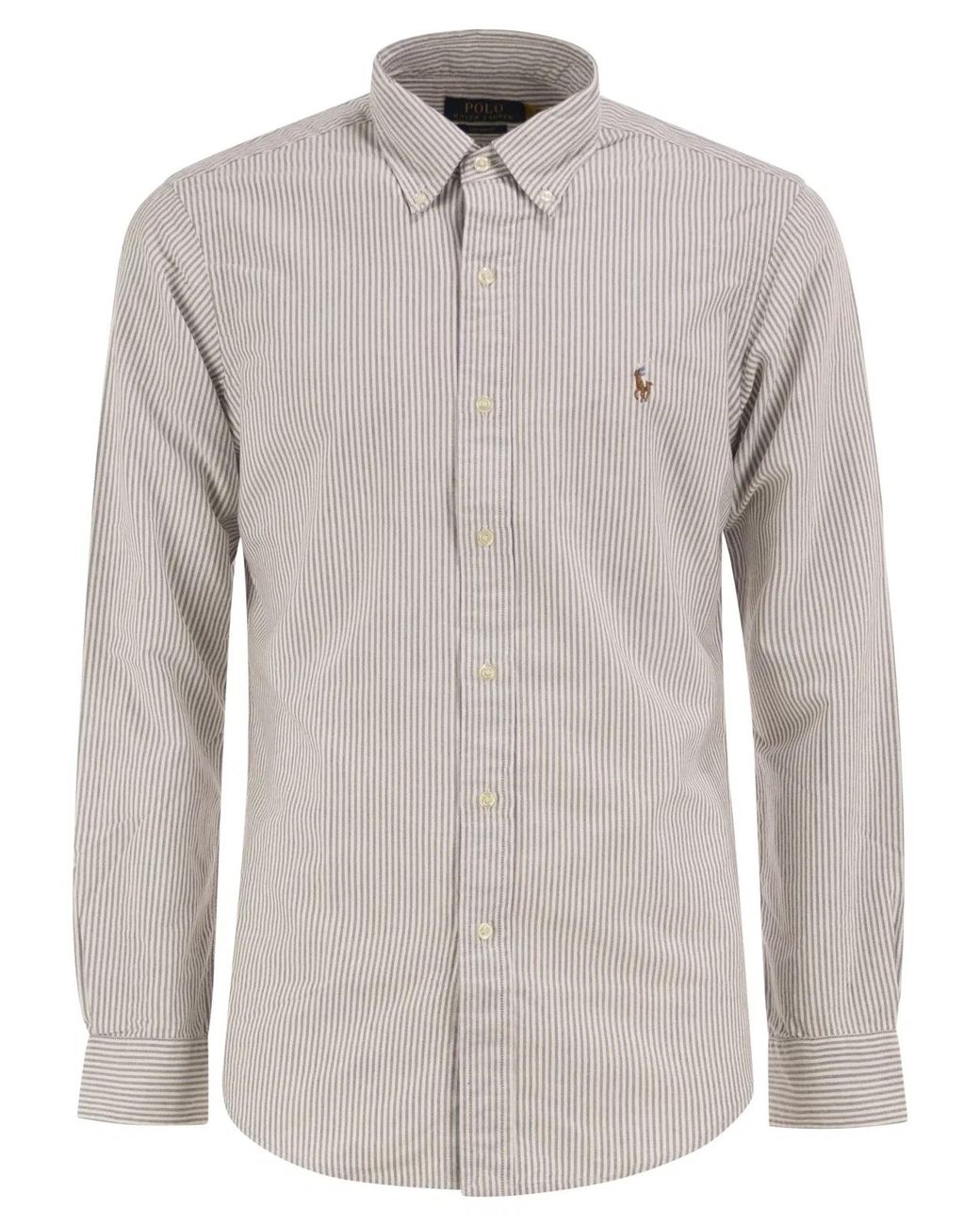 Polo Ralph Lauren Gray Striped Cotton Button-Down Shirt for men