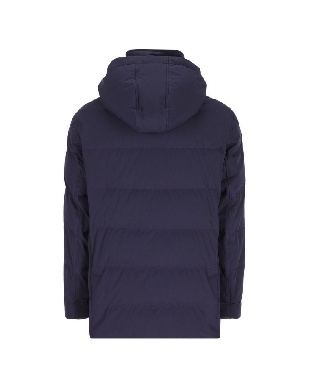 Brunello Cucinelli Blue Nylon Hooded Jacket for men
