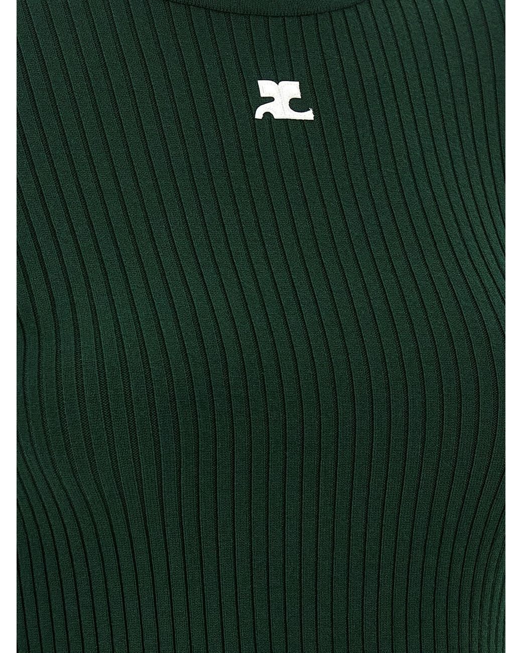 Courreges Green 'Reedition Rib Knit' Sweater