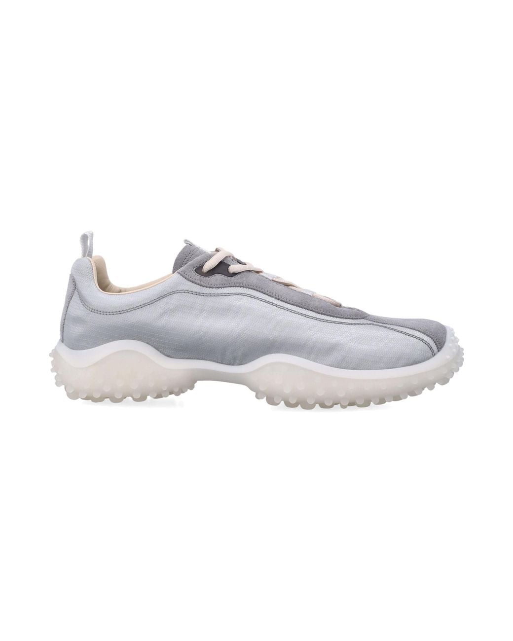 Miu Miu White Bubble Technical Fabric And Suede Sneakers
