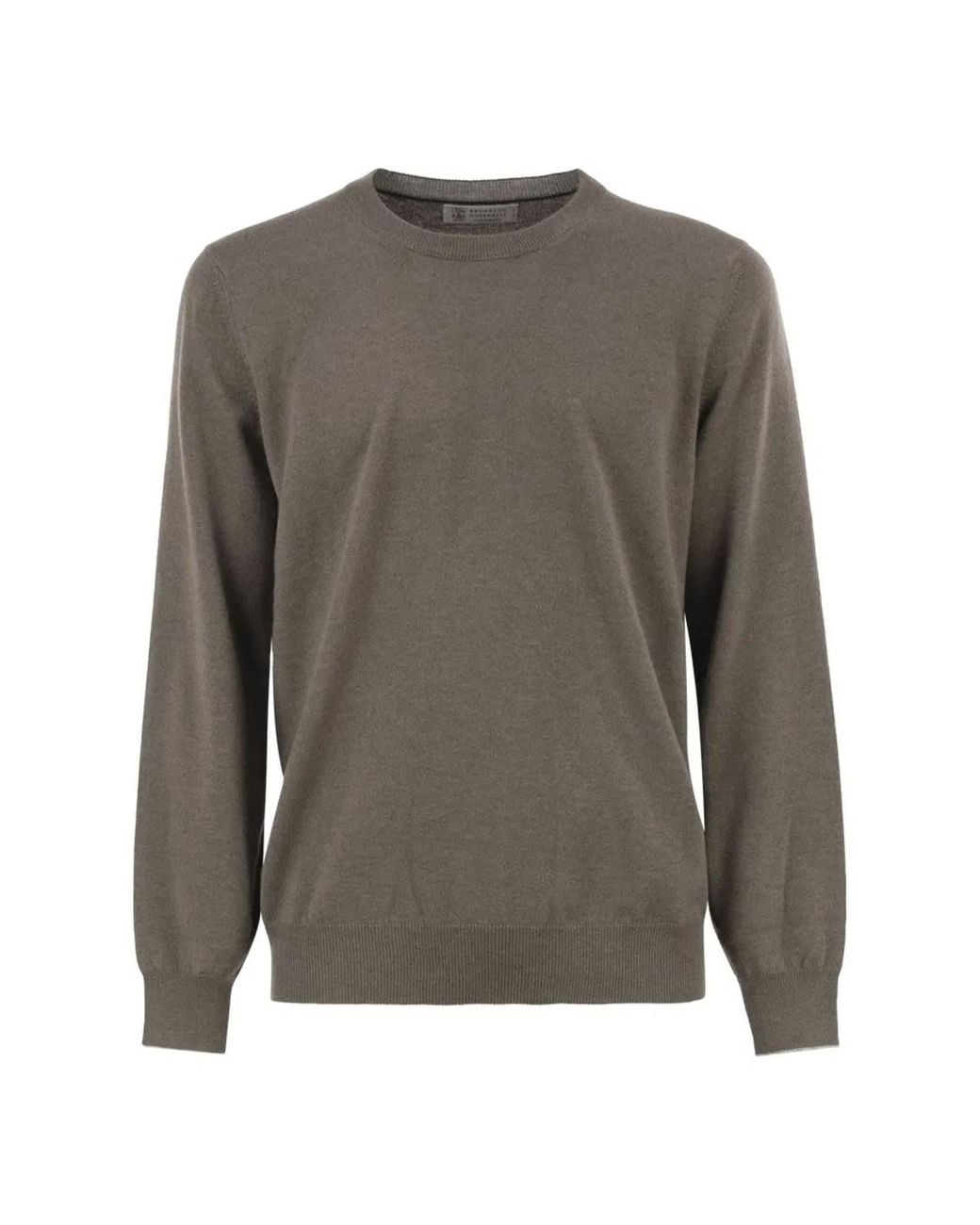 Brunello Cucinelli Gray Pure Cashmere Crew-Neck Sweater for men