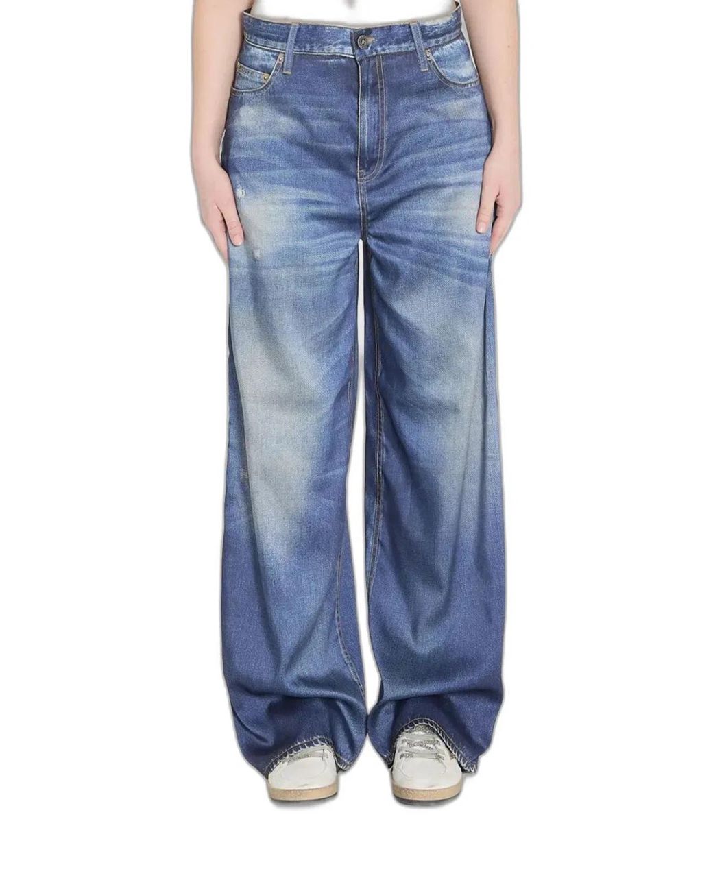Golden Goose Deluxe Brand Blue Boyfriend Peggy Pant Archive Denim Print