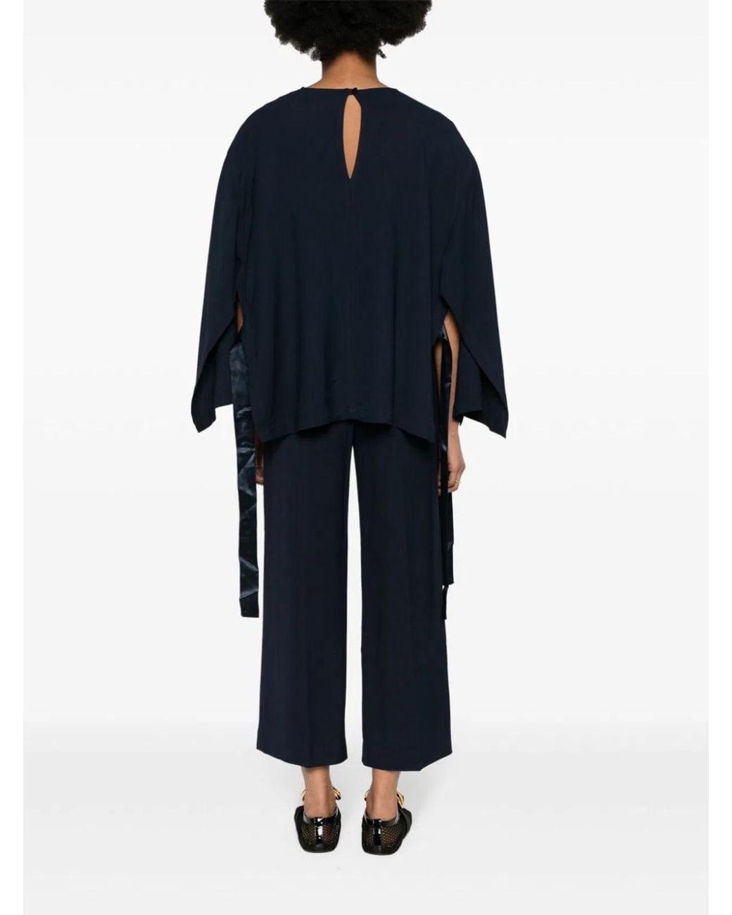 Erika Cavallini Semi Couture Black Cady Texture Blouse