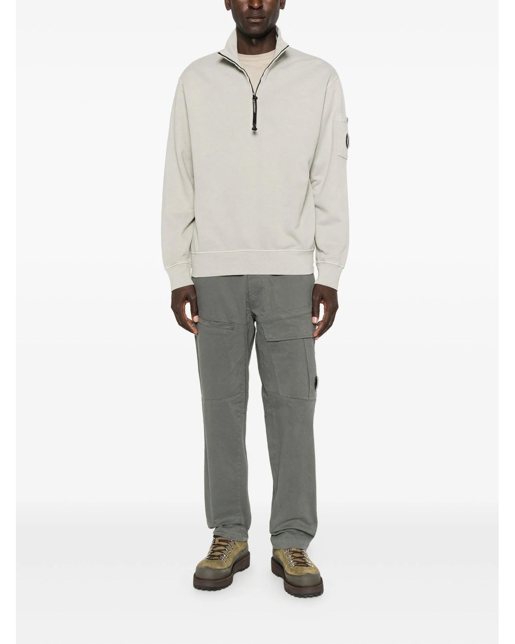 C P Company Gray Gunmetal Cotton Elastane Cargo Pants
