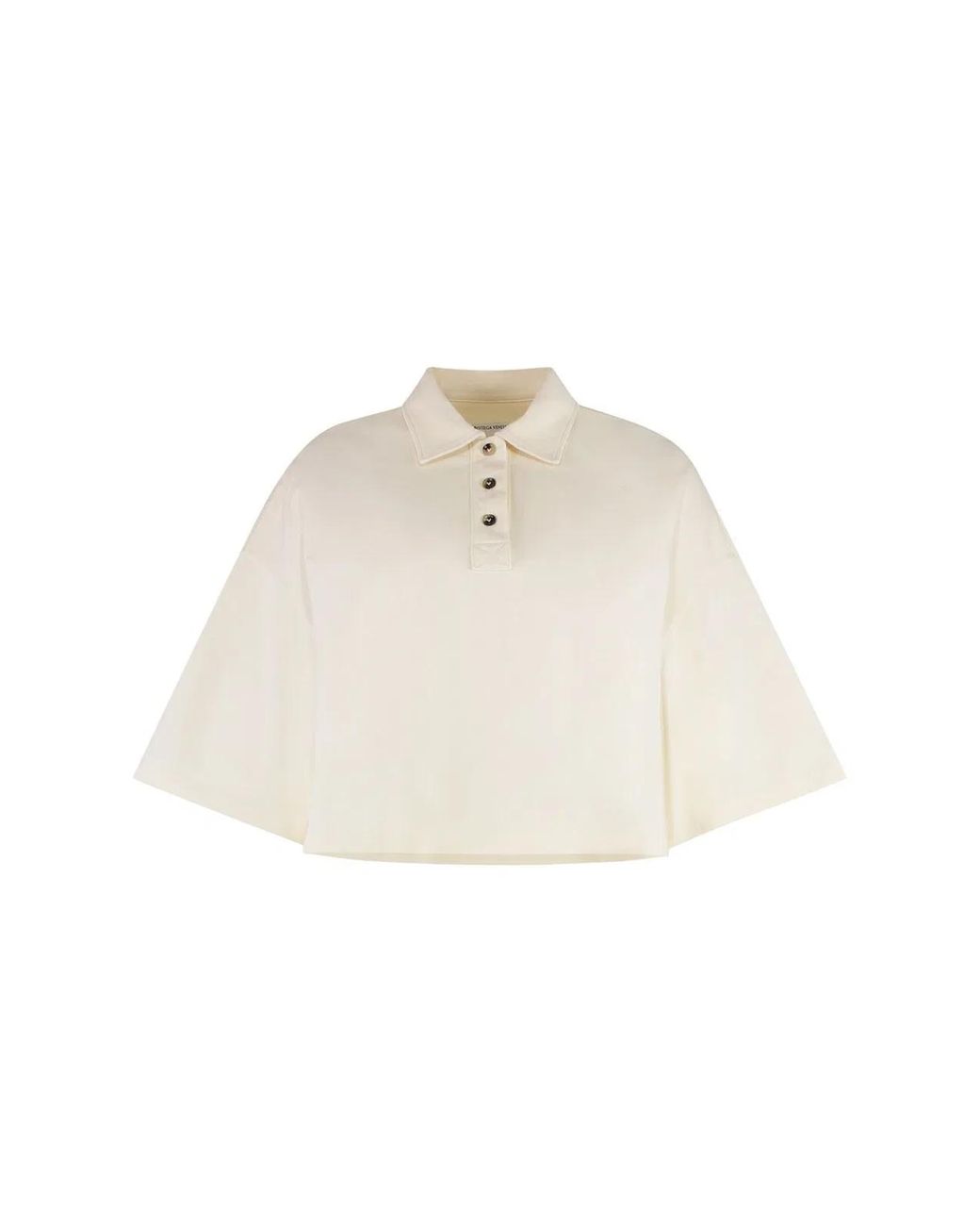 Bottega Veneta Natural Cropped Cotton Piqué Polo Tops