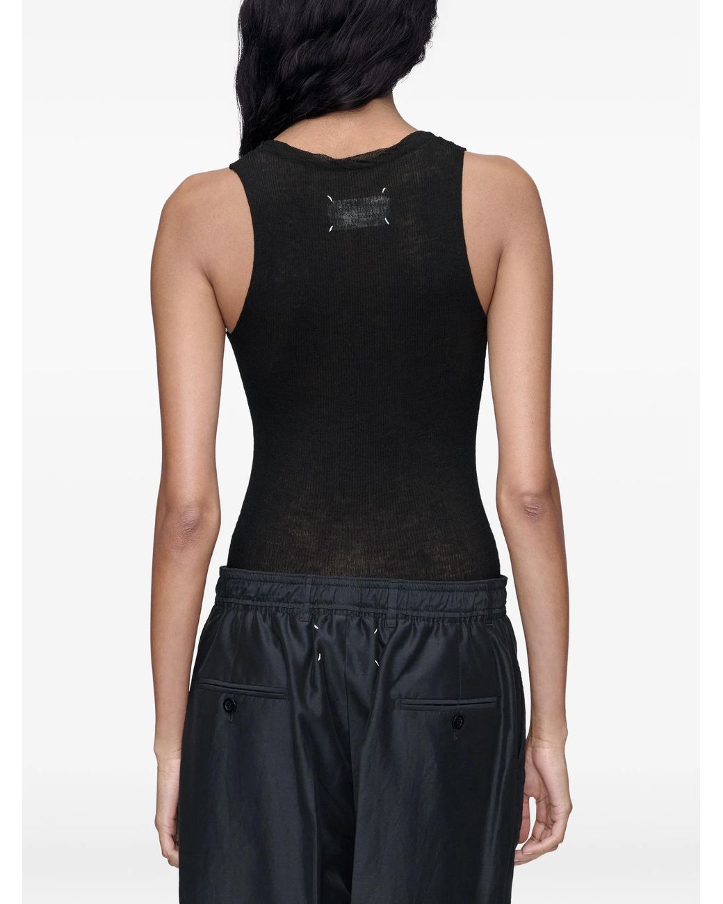 Maison Margiela Black Woven Knit Tank Top