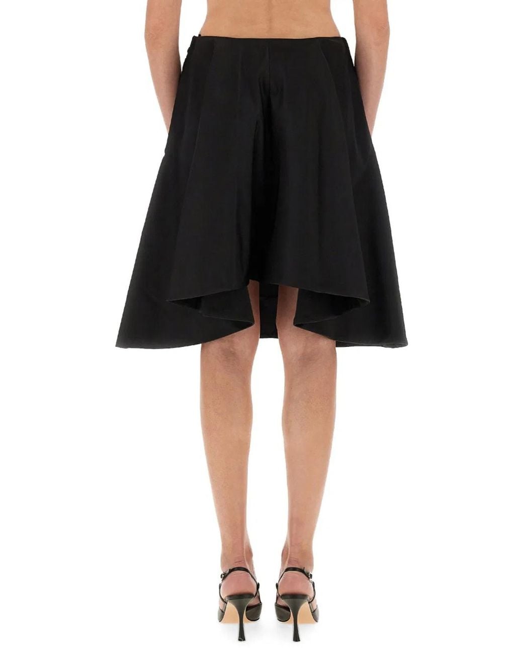 McQueen Black Flared Midi Skirt
