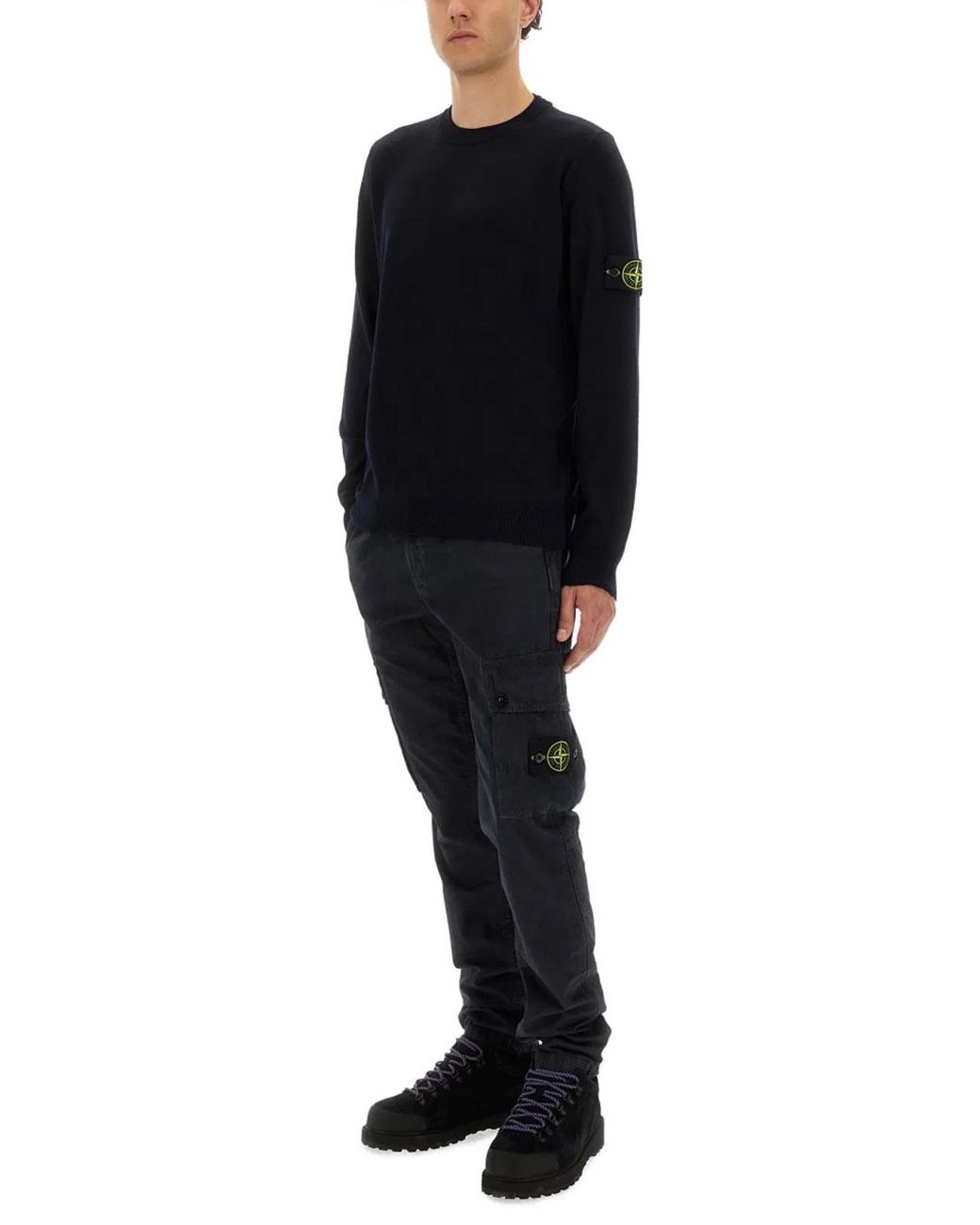 Stone Island Blue Sweater With Round Neck