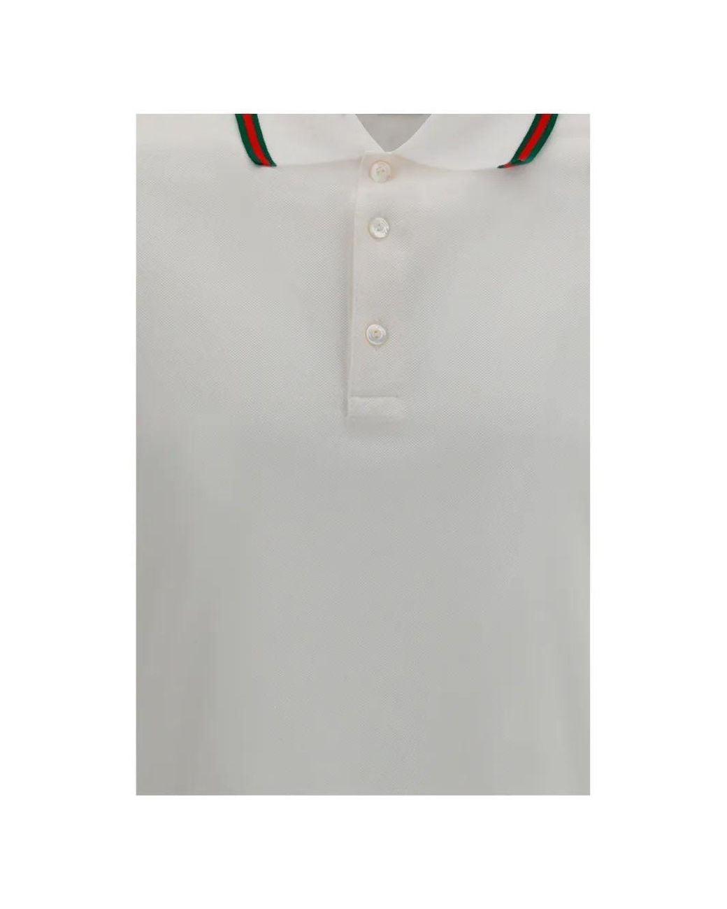 Gucci White Web-Stripe Polo Shirt for men